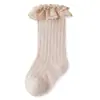 Calcetines de Bebé Verano Malla Fina Transpirables Tubo Largo Anti-Mosquitos Verano Bebé Recién Nacido Borde Suelto Encaje de Princesa Calcetines para Niños