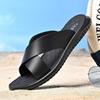 Sandalias para Hombre para Exterior de Punta Abierta Zapatillas Casuales de Cuero de Suela Blanda Antideslizante Combinan con Todo Zapatos de Playa Tallas Extra Grandes