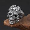 Anillo de dedo de calavera dominante exagerado de plata tailandesa retro s925 plata tailandesa para hombre anillo de ajuste abierto personalidad popular