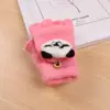 Guantes cálidos de otoño e invierno para niños y niñas, resistentes al frío, con cierre abatible, de medio dedo, de felpa con dibujos animados, de punto