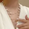 Nuevo collar de perlas artificiales de doble capa, cadena para la clavícula de moda exquisita transfronteriza, cadena de suéter de lujo ligero estilo francés