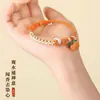 Cuerda de Mano Tejida a Mano Cuerda de Mano Amantes Colgante de Caqui Flor de Durazno Pulsera de Buena Suerte Pulsera con Cuentas Regalo de Cumpleaños para Mujeres