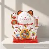 Gato de la Suerte Cerámico de 8 pulgadas con Movimiento de Mano, a Batería o Enchufe, Decoración de Regalo para Escritorio del Hogar, para Apertura de Negocio o como Adorno de Regalo de Empresa