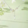 Collar de Flor de Jazmín Cuadrada para Mujer, Plata Pura S999, Nuevo Diseño Popular de Nicho, Cadena Clavicular Floral de Lujo Ligero de Alta Gama