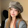 Gorra Octagonal Rayada Estilo Coreano, Gorra de Repartidor Tridimensional, Boina Artística Versátil para Primavera y Verano, Gorra de Pico Estilo Nuevo