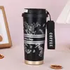 Nueva taza de café de acero inoxidable 316 con revestimiento cerámico de lirio del valle, regalo promocional para oficina, personalizable con logo, taza térmica