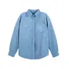 Nuevo Top Holgado de Estilo Relajado para Otoño 2026, Manga Larga, Cuello de Camisa y Bolsillo Único, Uso Diario, Transmisión en Vivo