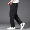 Pantalones de trabajo de alta gama de Hong Kong para hombre, corte recto holgado, estilo fino de verano 2026, talla grande, pantalones casuales de pierna ancha