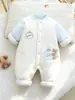 Roupa de inverno quente de algodão espesso de 150g para outono e inverno de bebê, macacão para meninos e meninas, macacão acolchoado, roupas para recém-nascidos