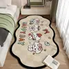 Alfombra de Cama de Terciopelo de Cristal con Dibujos de Cachorros, Alfombra de Dormitorio Antideslizante Absorbente de Agua con Forma Especial, Felpudo de Cama para el Hogar, Alfombra Refrigerante