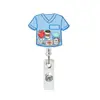 Porta-crachá retrátil de acrílico de quatro cores com design plano, adequado para uniformes de enfermeiros e equipe médica