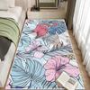 Alfombra de Piso de Terciopelo de Cristal con Planta Pintada Imitación Cachemira Manta Suave para Cama Mesita de Noche Dormitorio Sala de Estar Alfombrilla para Pies Alfombra Larga para Piso de Sofá