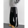 Jeans Lavados con Parches de Tres Rayas y Scimitar para Hombre, Pantalones Vintage de Pierna Recta con Cintura Elástica de Pierna Ancha hasta el Suelo