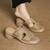 Chinelos de Temperamento para Mulheres Usarem Fora 2025 Verão Novo Estilo Fada com Saia Sandálias de Solado Grosso Sandálias de Salto Alto Salto Grosso