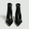 Botines de tacón de aguja de alta calidad, estilo europeo y americano, para mujer, venta al por mayor, nuevos botines versátiles para otoño e invierno 2026 con hebilla de cinturón y diseño elástico
