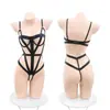 Uniforme de Secretaria Sexy Cruzado Chica Atractiva Europeo y Americano Exterior Hueco Una Pieza Sin Quitarse Lencería Coqueta Sm Bondage para Mujeres