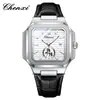 Reloj de pulsera de acero para hombre de moda, de alta calidad, cuadrado, de cuarzo, con correa de eslabones, calendario, impermeable, luminoso, para hombre