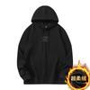 Suéter com Capuz Pesado 320g Masculino Outono e Inverno Marca de Moda Preto Estampado com Forro de Lã Hoodie Quente de Manga Longa