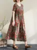 Vestido floral de mamá, nuevo modelo verano 2026, para mediana edad y mayores, hecho de algodón rayón, corte holgado, estampado, vestido de longitud media