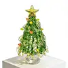 Árvore de Natal de Vidro Artesanal Zibo 6,5cm Ornamentos Brilhantes para Mesa Presente Diário Fofo Vidreiro
