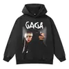 Sudadera con capucha de rizo pesado otoño e invierno impresa directamente por Lady Gaga, sudadera retro americana de alta resistencia para la calle de pareja