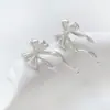 Aretes de Tachuela de Mariposa Asimétrica con Lazo de Cobre Plateado Estilo Ins para Pendientes DIY