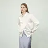 Cardigan de Manga Longa Fino com Gola Reversível, Camisa Leve de Seda de Luxo Leve, Modelagem Solta para Mulheres - Nova Coleção Primavera 2026