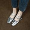 Grandes Suaves Cómodas 2023 Primavera Nuevas de Piel de Vaca 2 Correas Punta Cuadrada Tacón Grueso Zapatos Mary Jane Planos para Mujer Documental