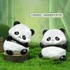 Pequeños adornos de resina con forma de panda gordo, imitación de madera, para decorar el escritorio de un coche.