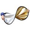 Reflector Plegable y Portátil para Fotografía de Retratos, Iluminación de Belleza, Tablero de Luz Suave para Fotografía Cinco en Uno Plata/Blanco Dorado-Plata
