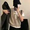 Nuevo Suéter Chaleco de Punto con Lazo de Encaje Francés para Primavera y Otoño, Exquisitamente Adelgazante y Versátil para Usar en Capas, Top para Mujer
