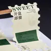 Impressão de Adesivos Personalizados com Logo de Textura Áspera e Código QR para Bebidas de Chá de Leite Café Etiquetas Florais