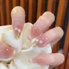 10 Peças de Unhas Usáveis Olho de Gato de Cristal, Patches de Manicure Artesanais de Alto Padrão para Outono e Inverno, Unhas Postiças, Unhas Longas para Clarear