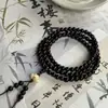 Pulsera de Sándalo Negro con Diseño de Loto Tallado en Sándalo Morado, Nueva Pulsera Cultural Estilo Chino, Pulsera Estilo Bosque Étnico al por Mayor