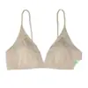 Orelhas de Coelho Cetim Leiteiro Decote em V Profundo Francês Lingerie Feminina Alças Finas Sem Costura Triângulo Pequeno Seio Sem Aro