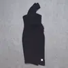 Vestido bodycon de mujer Yizhilian Retro con volantes y un solo hombro elástico Vestido de bandage negro para mujer