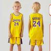 Conjunto de Uniforme de Basquete de Manga Longa Roupa de Estudante para Jardim de Infância Macacão Não. 24 Basquete Respirável Secagem Rápida Infantil