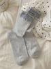 Calcetines de Doble Oreja de Madera Estilo Ballet Japonés, Pequeños Frescos, Puntos de Ola Azul Gris, Algodón Rizado Anti-Pilling, Calcetines Sin Costuras