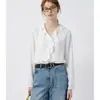 Elegante Camisa Blanca de Manga Larga con Cuello Volante para Mujer, Nueva Colección Otoño 2026, Blusa Ajustada Profesional para el Trabajo