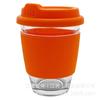 Taza de café de vidrio EK012 con anillo de silicona tapa de silicona 340 ml resistente a altas temperaturas multicolor stock spot logo