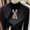 Top de capa base de terciopelo alemán de doble cara para usar en otoño e invierno, con cuello semialto fruncido, mangas largas para niñas, camiseta cepillada cálida y versátil