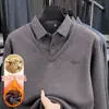 Ropa de Otoño e Invierno para Hombre con Forro de Polar Engrosada Solapa con Lana Falso Dos Piezas Camiseta Suéter para Hombre de Mediana Edad y Anciano Camiseta Interior para Hombre