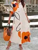 Estilo Caliente Transfronterizo Europeo y Americano 2024 Nuevo Otoño Manga Larga Estampada Holgada Elegante Vestido Camisa Nuevo Estilo Amazon