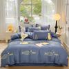 Set de cuatro piezas de algodón lijado grueso estilo Ins Algodón fresco Agradable para la piel Desnudo Sábana para dormir Funda de edredón Juego de tres piezas Ropa de cama