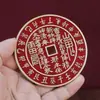 Moneda Grande de Latón Vintage con Diseño de Fantasma de Montaña, Moneda de Fantasma de Montaña de Cinnabar con Agujero Cuadrado, Moneda de Cobre Bagua Estilo Antiguo, Decoración de Entrada