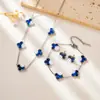 Conjunto Popular de Trébol de Cuatro Hojas Transfronterizo Pulsera y Collar de Acero Inoxidable Joyería de Lujo de Nicho Estilo Europeo y Americano