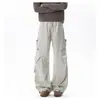 Pantalones casuales de color liso, minimalistas y de moda estilo americano para hombres y mujeres, adecuados para actividades al aire libre, senderismo y ropa de trabajo; pantalones largos versátiles, de corte recto y holgados