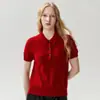 Top de punto para mujer, cuello polo, estilo business casual, manga corta, 100% cachemira, corte holgado, capa interior de punto versátil