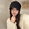 Sombrero de estilo japonés para niños, otoño e invierno, liso, pequeño, Baotou, moda de Internet, rojo y negro, para todo tipo de clima, sombrero de luna