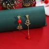 Brincos de Franja Assimétricos Estrela de Natal Sorridente Agulha de Prata Luxo Leve de Alta Qualidade Brincos Vazados de Árvore de Natal para Mulheres